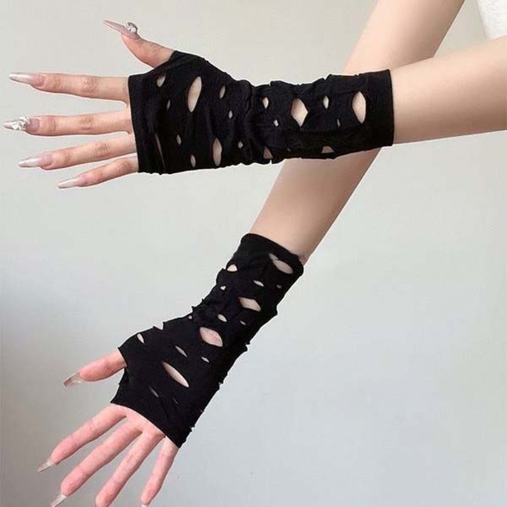Fingerless Glove Knit - Guanti Senza Dita Neri con Maniche