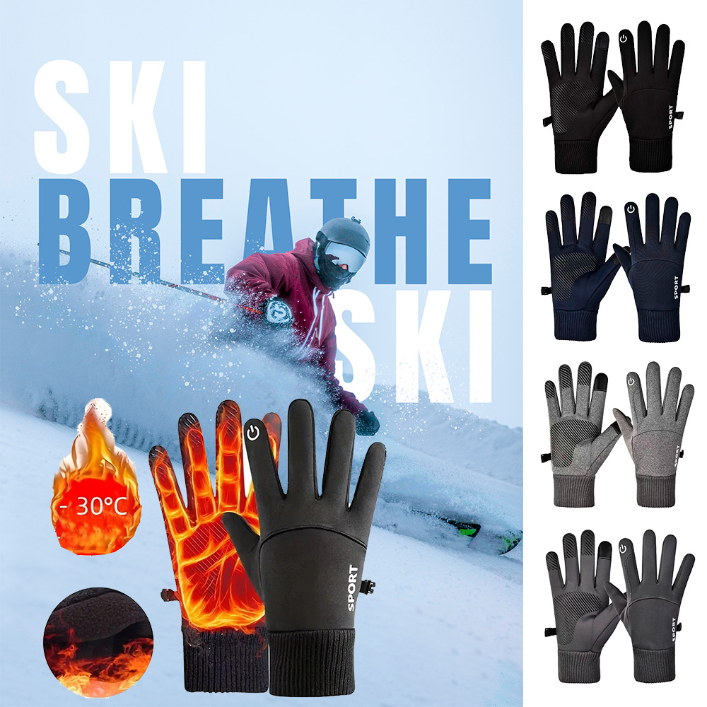 Ski Glove Waterproof - Guanti da ciclismo invernali antivento, in
