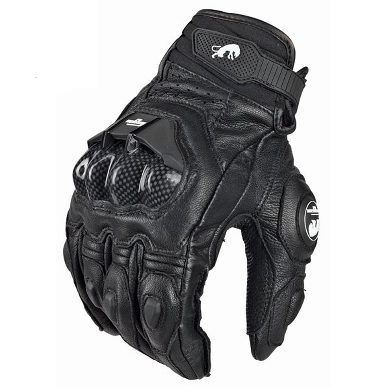 Leather Driving Glove - Guanti da moto in pelle nera