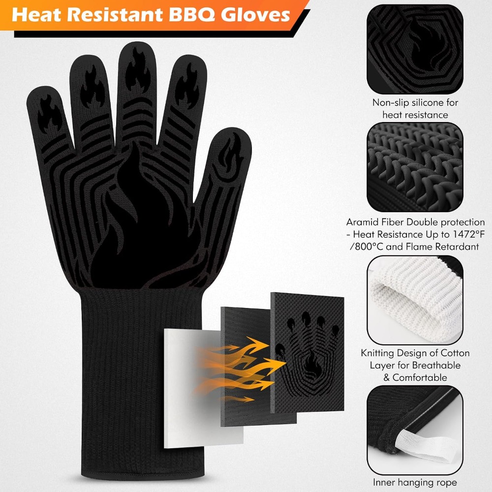 Oven Mitt Silicone - Guanti per Barbecue, 1472 ° Guanti